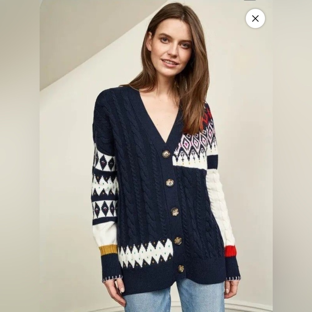 La Ligne Courchevel
Alpine Merino Wool Cardigan in
Navy